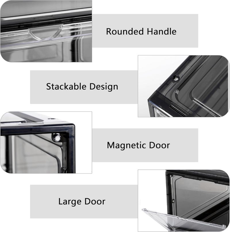Attelite Clear Shoe Box Plastic Stackable Upgraded 6 Pack Shoe Storage Box Organizer with Clear Large Magnetic Door for Display Sneakers Easy Assembly, White - Image 3